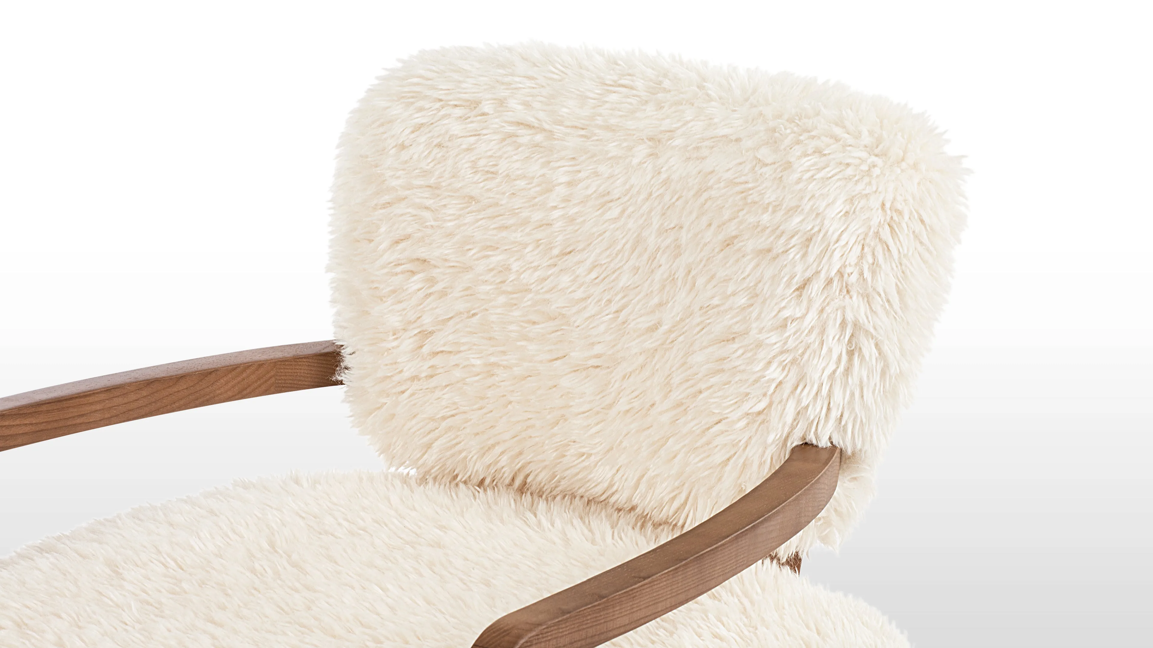 Cabana - Cabana Chair, White Long Hair Sherpa and Walnut