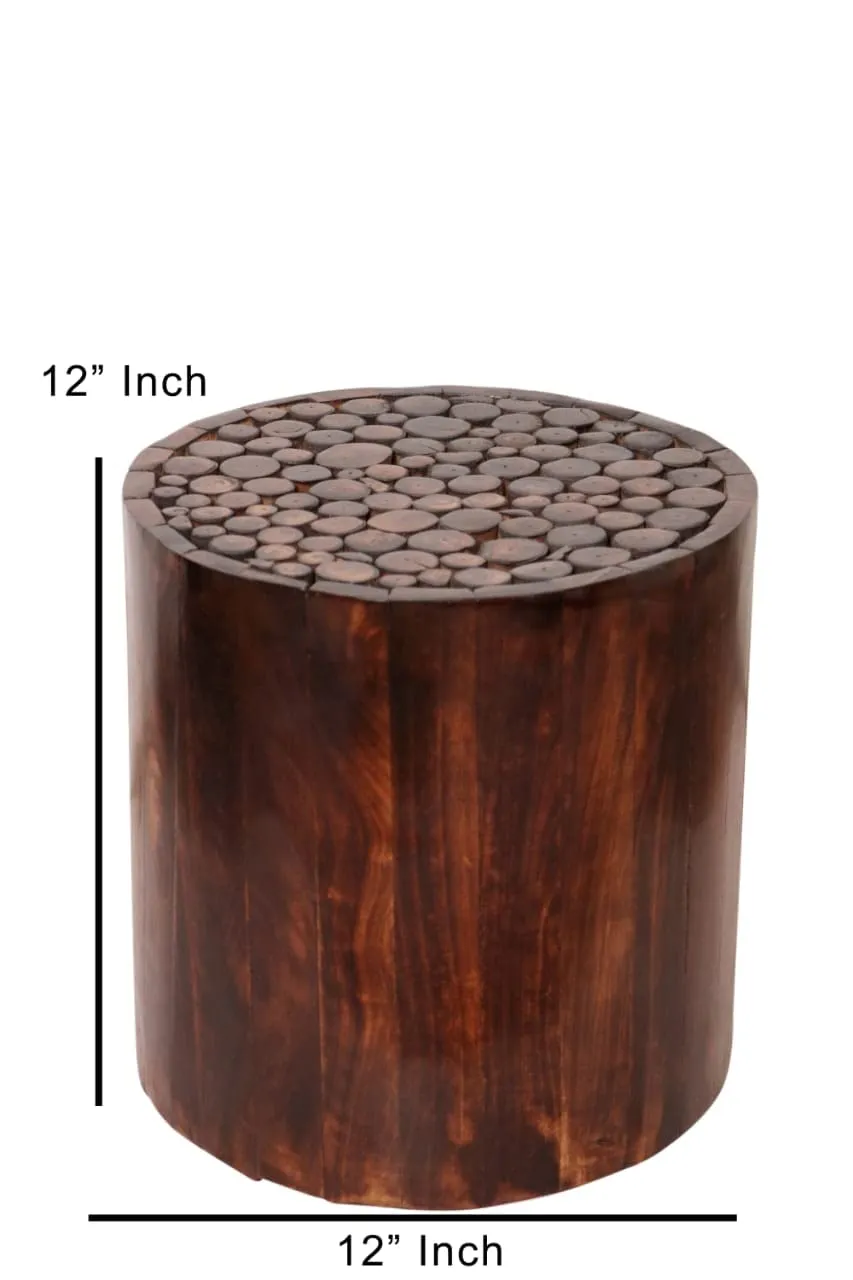 Canwood Round Wooden Stool Natural Wood Logs Best Used as Bedside Tea Coffee Plants Table for Bedroom Living Room Outdoor Garden Furniture Pre-Assembled