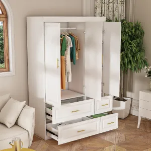 Clothes Closet Storage Cabinet with Metal Handles for Small Spaces