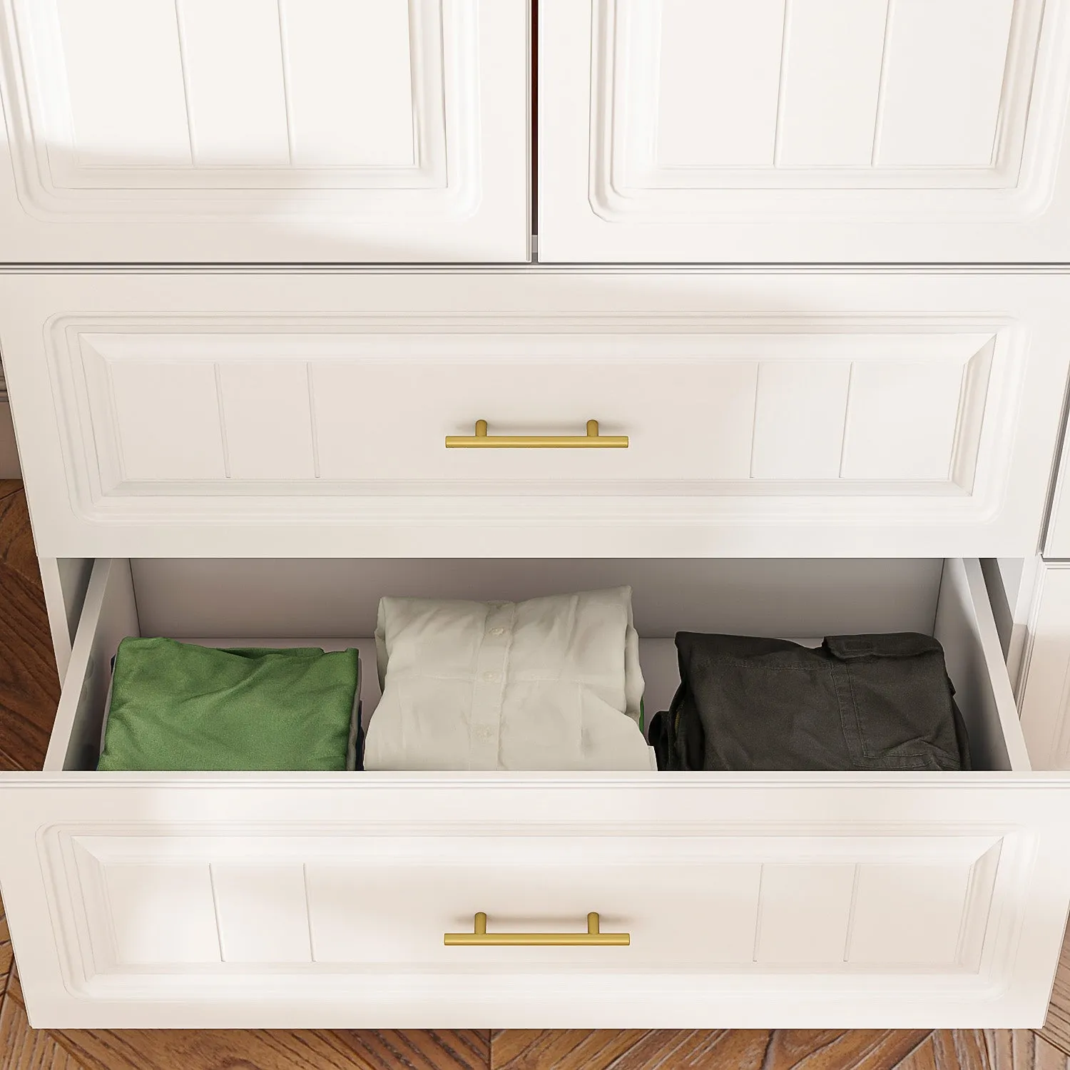 Clothes Closet Storage Cabinet with Metal Handles for Small Spaces