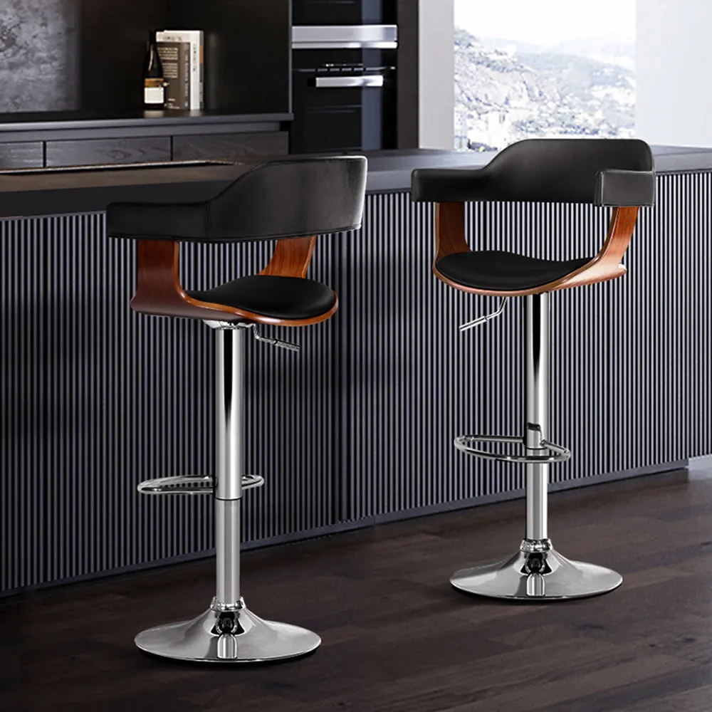 Comfortable PU Leather Bar Stools, Swivel, Chrome Set of 2 - Artiss