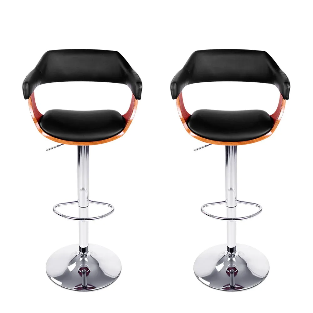 Comfortable PU Leather Bar Stools, Swivel, Chrome Set of 2 - Artiss