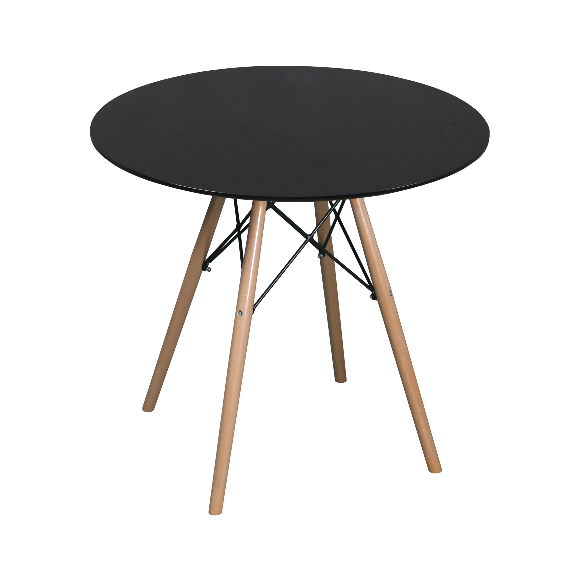 Como Round Dining Table, Beech Wood Legs-Black Top(Table Only)