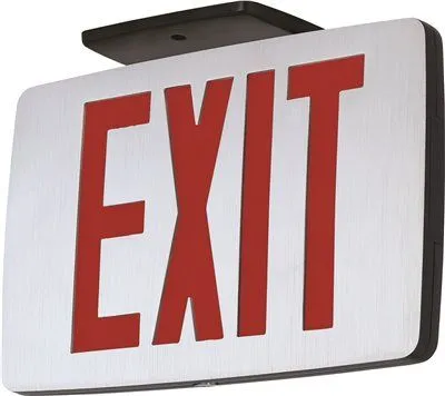 Compass Led Exit Sign With Battery Red Letters Black Double Face