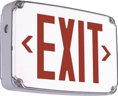 Compass Led Exit Sign With Nicad Battery Impact Resistant Red Letters White Wet Location Listed Double Face