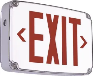 Compass Led Exit Sign With Nicad Battery Impact Resistant Red Letters White Wet Location Listed Double Face