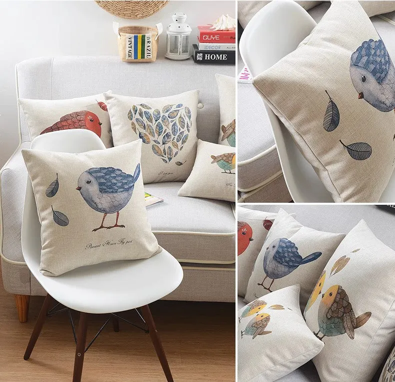 Decorative Sofa Pillows for Dining Room, Simple Decorative Pillow Covers, Love Birds Throw Pillows for Couch, Singing Birds Decorative Throw Pillows