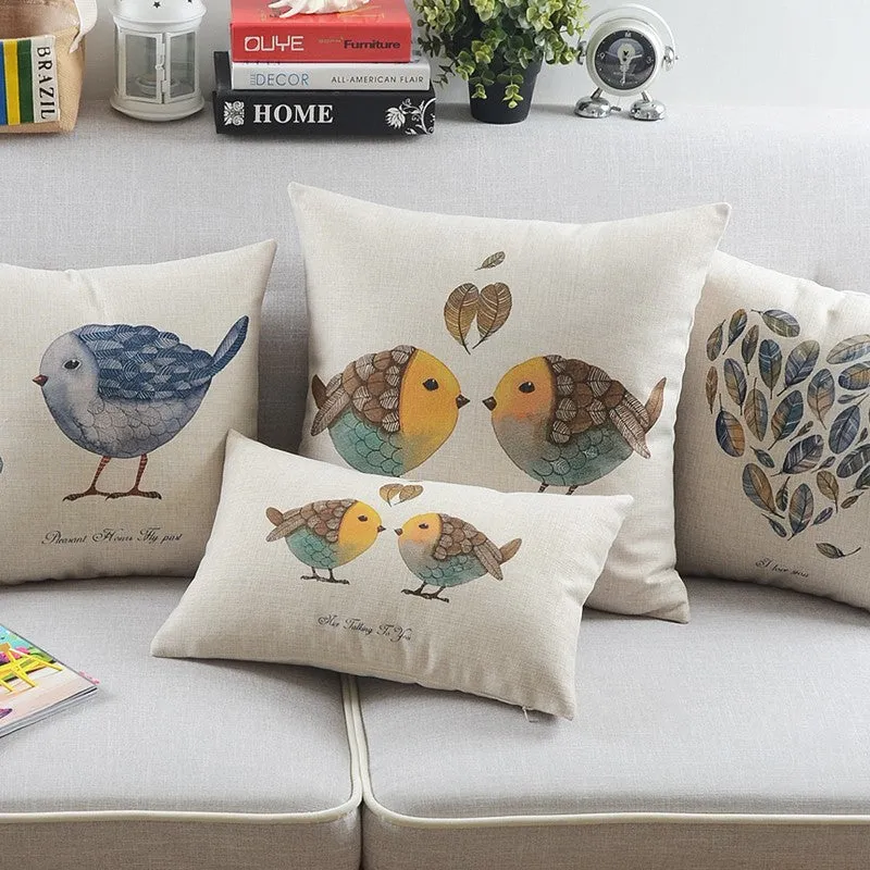 Decorative Sofa Pillows for Dining Room, Simple Decorative Pillow Covers, Love Birds Throw Pillows for Couch, Singing Birds Decorative Throw Pillows