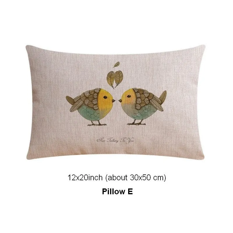 Decorative Sofa Pillows for Dining Room, Simple Decorative Pillow Covers, Love Birds Throw Pillows for Couch, Singing Birds Decorative Throw Pillows