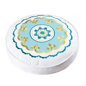 Delilah Blue Round Pillow