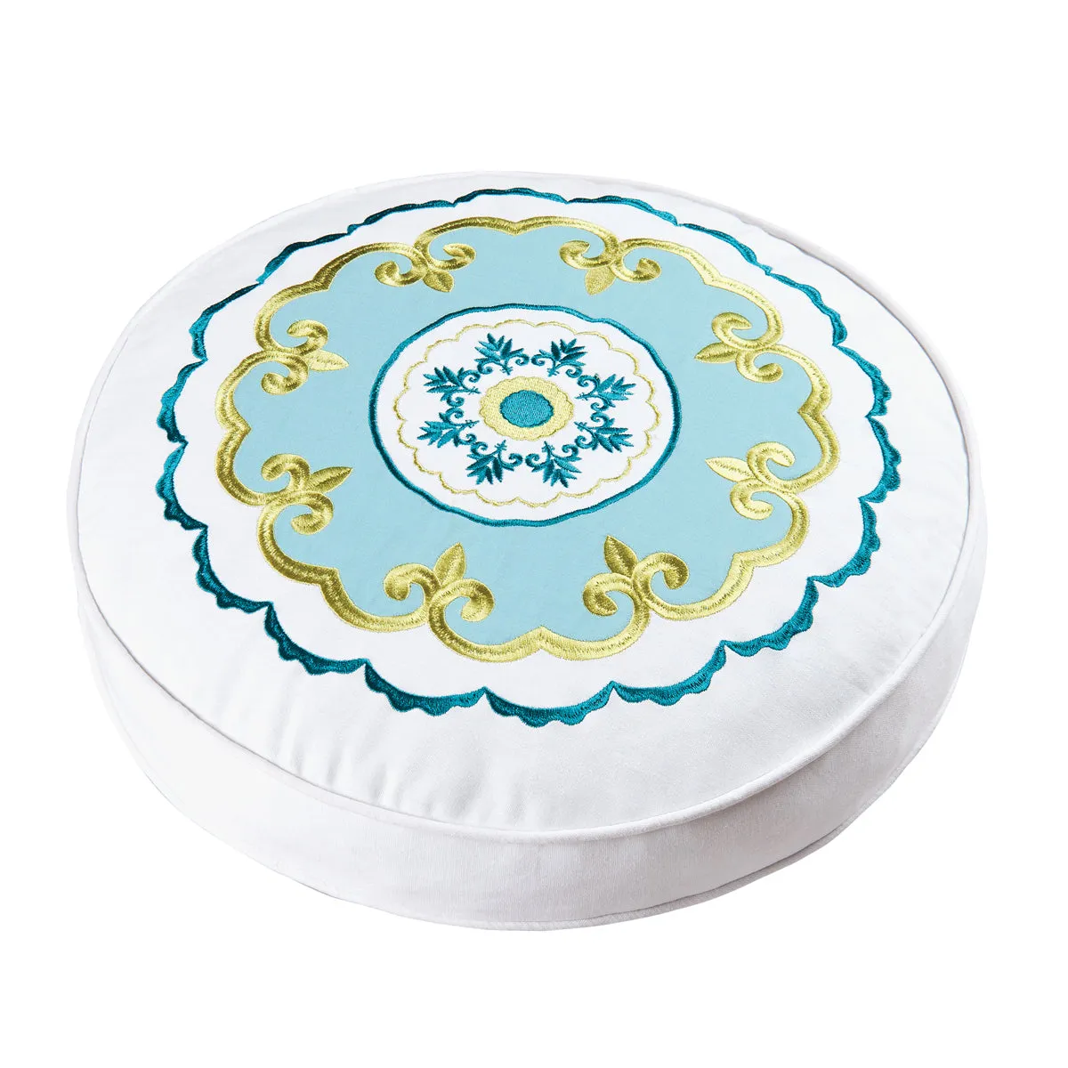 Delilah Blue Round Pillow