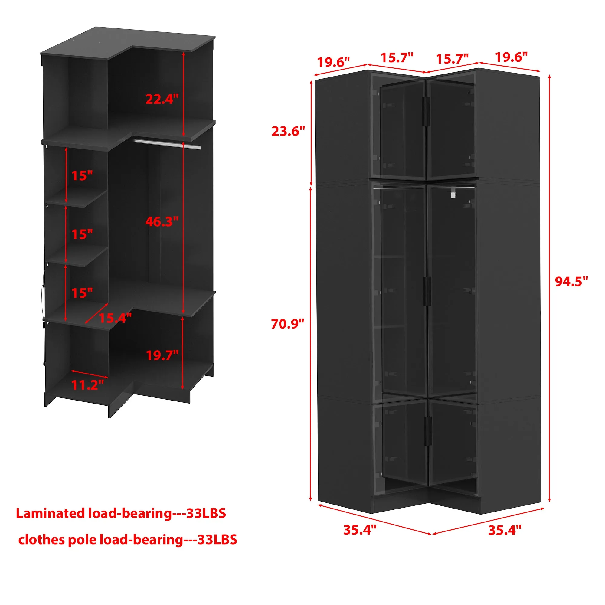 Deluxe Corner Wardrobe with LED Lighting