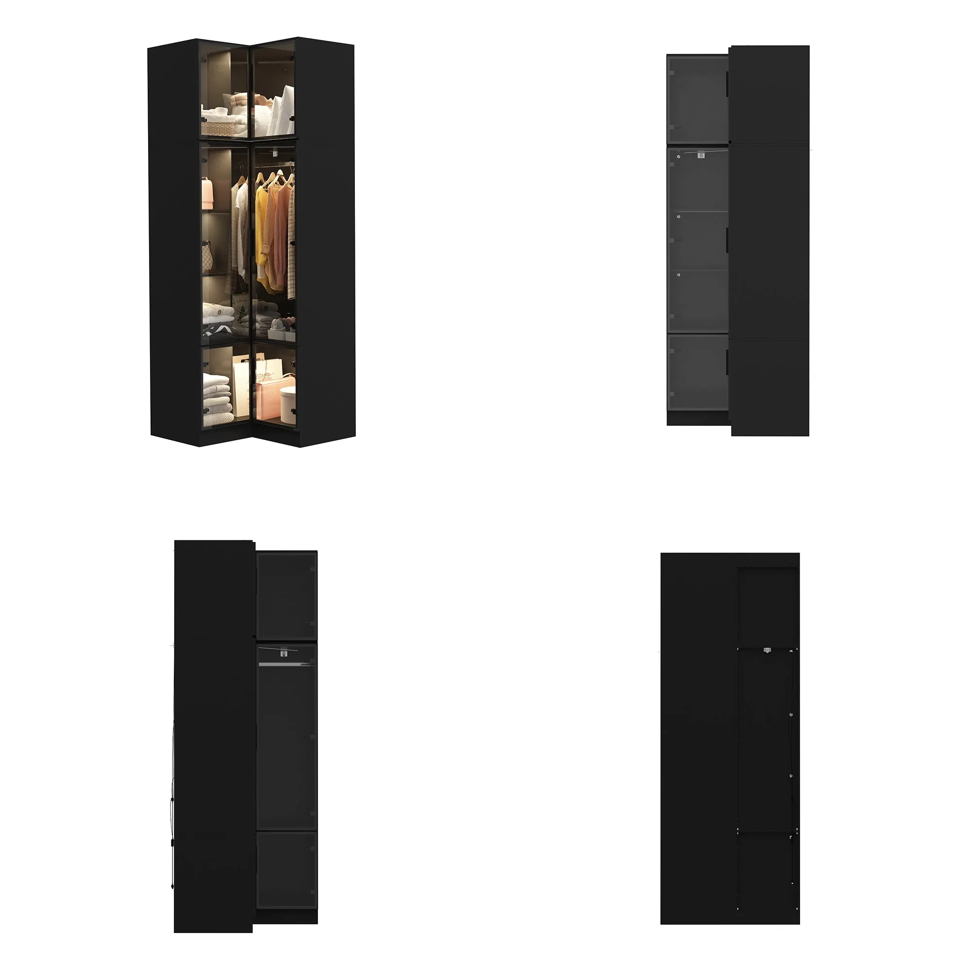 Deluxe Corner Wardrobe with LED Lighting