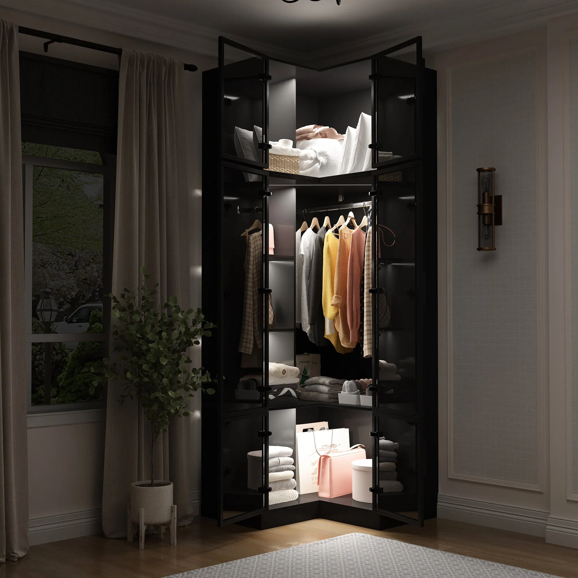 Deluxe Corner Wardrobe with LED Lighting