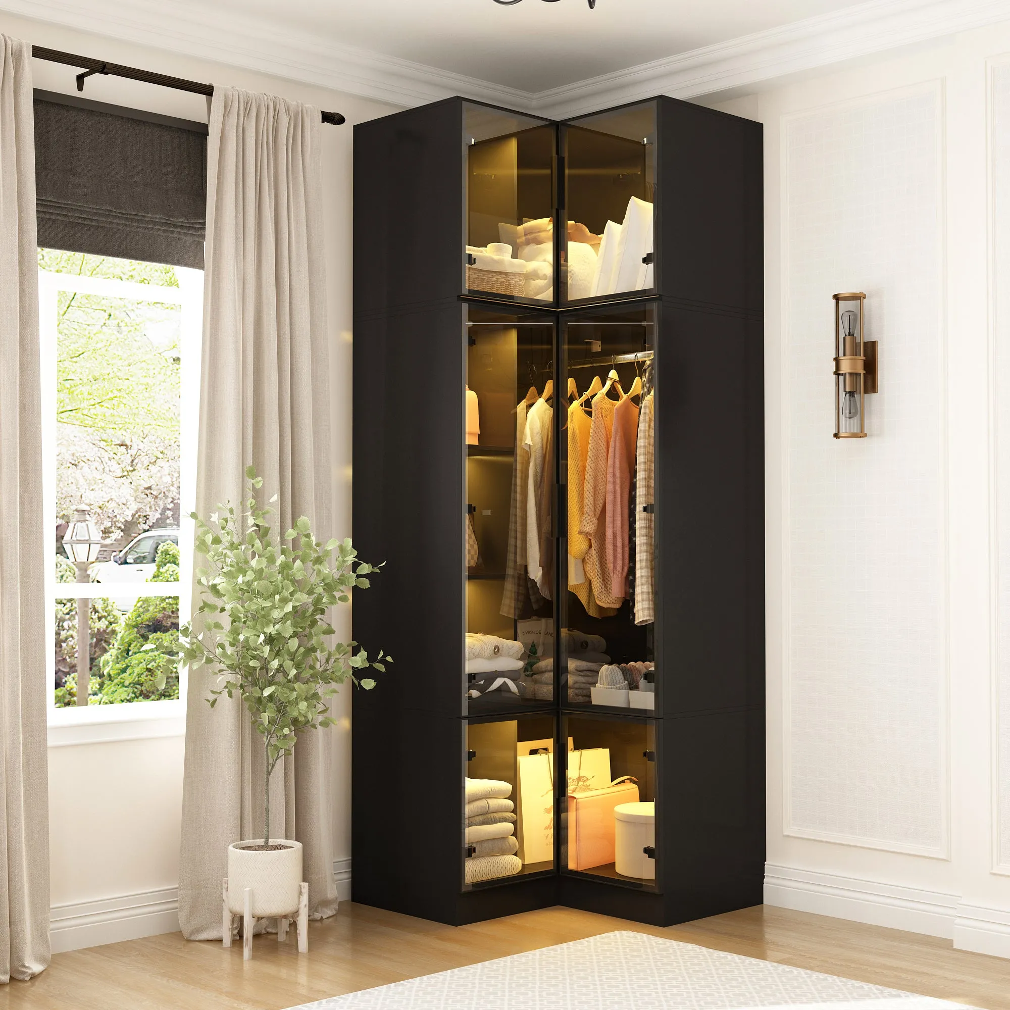 Deluxe Corner Wardrobe with LED Lighting