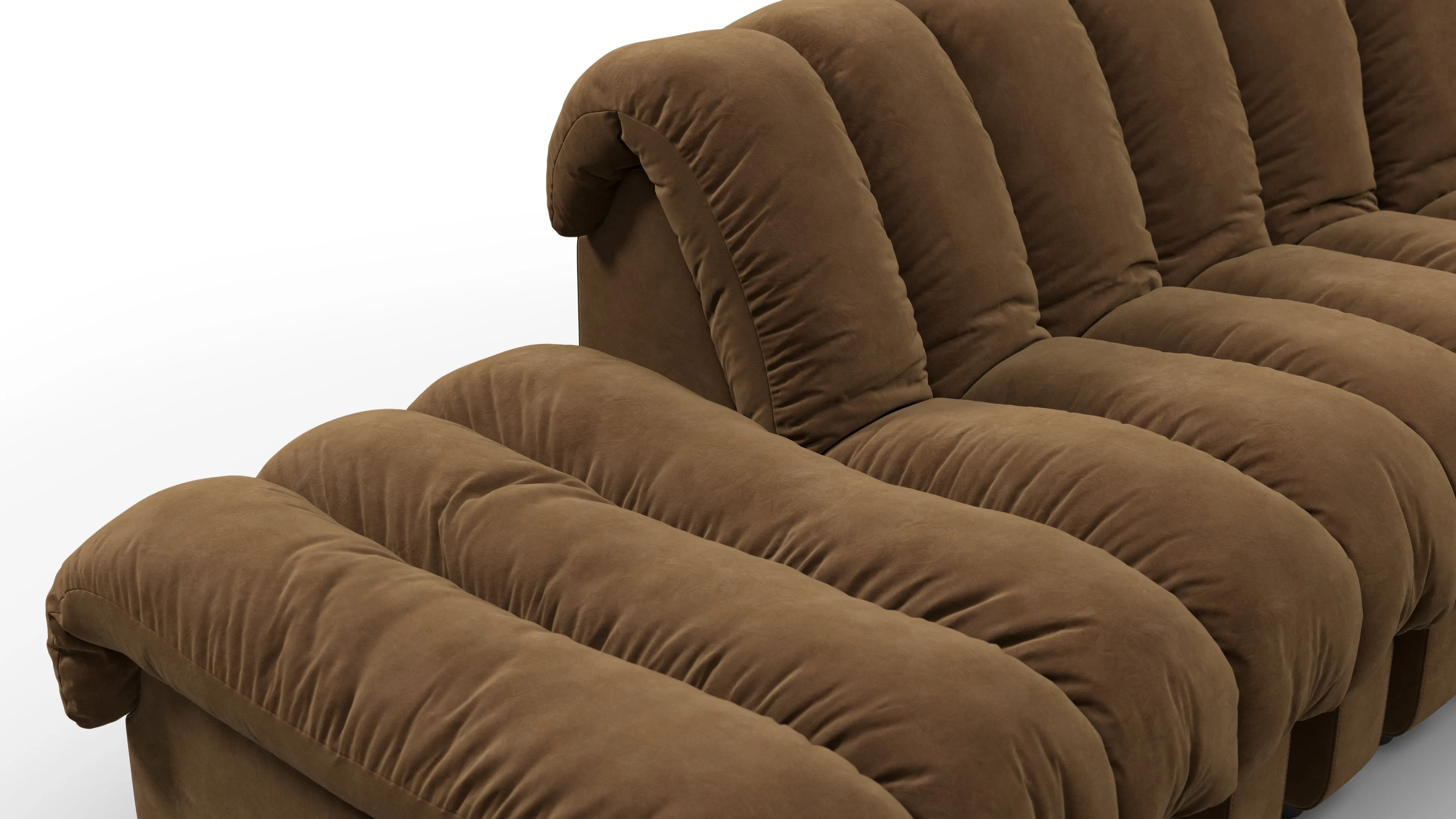 DS 600 - DS 600 Large Open End Sofa, Brown Vegan Suede