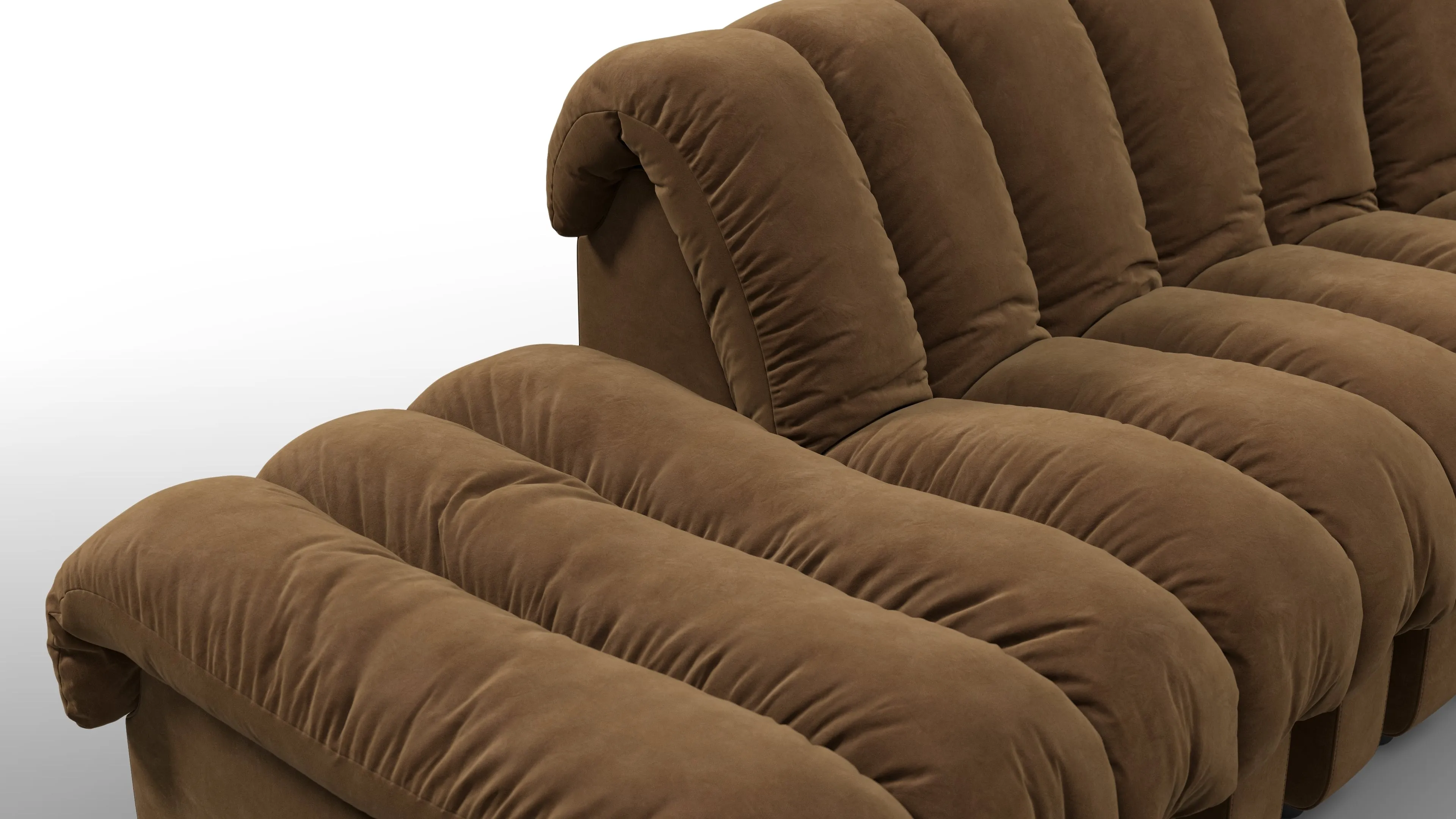 DS 600 - DS 600 Large Open End Sofa, Brown Vegan Suede