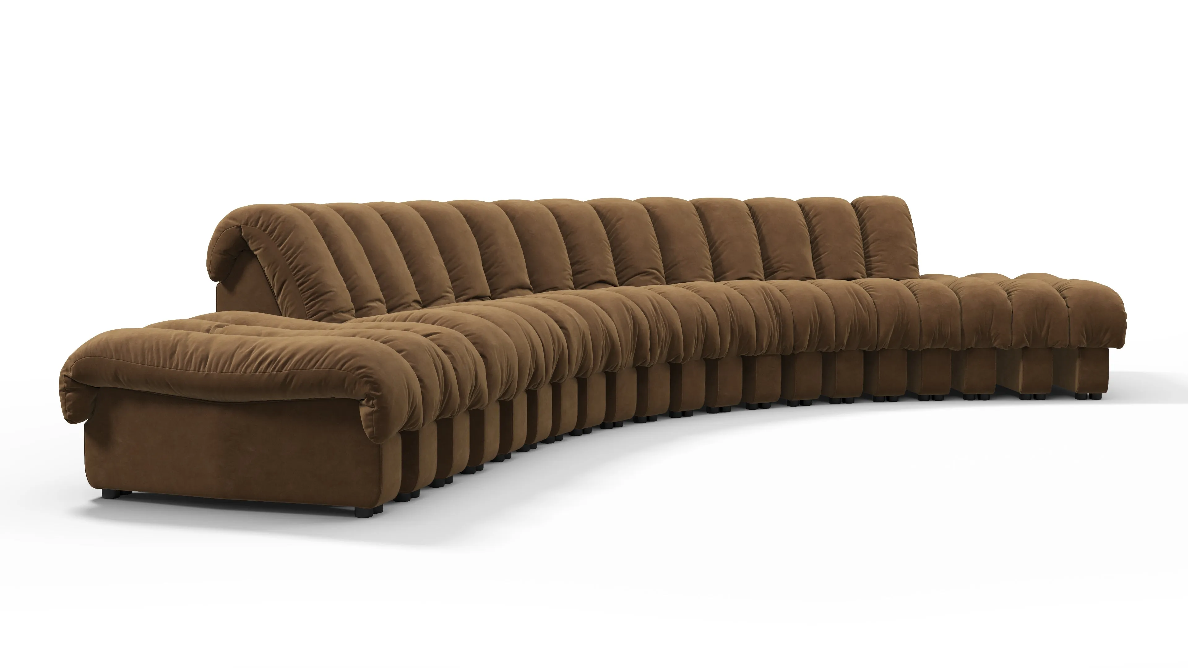 DS 600 - DS 600 Large Open End Sofa, Brown Vegan Suede