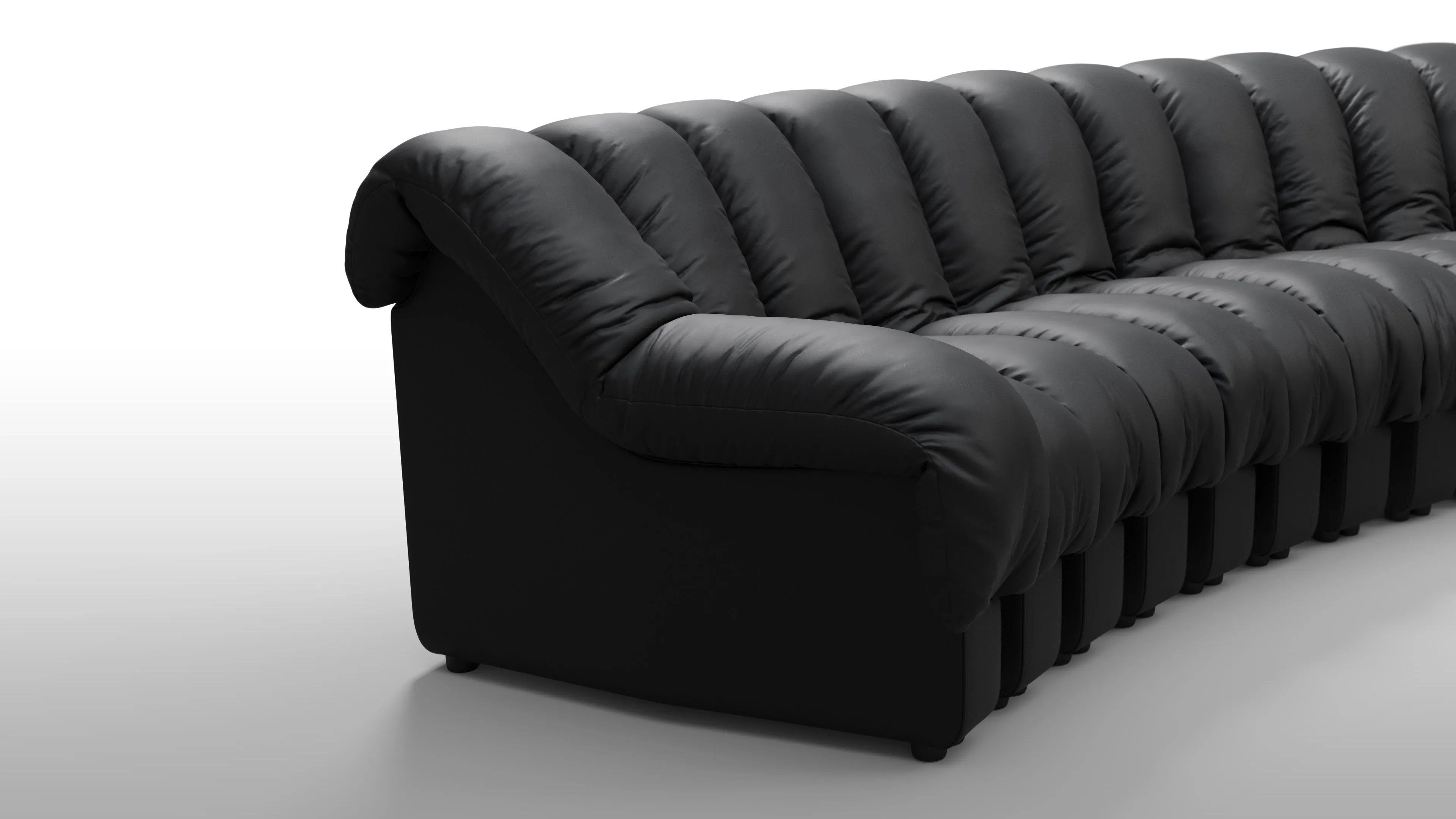 DS 600 - DS 600 Sectional, Combination 1, Left Arm, Black Vegan Leather