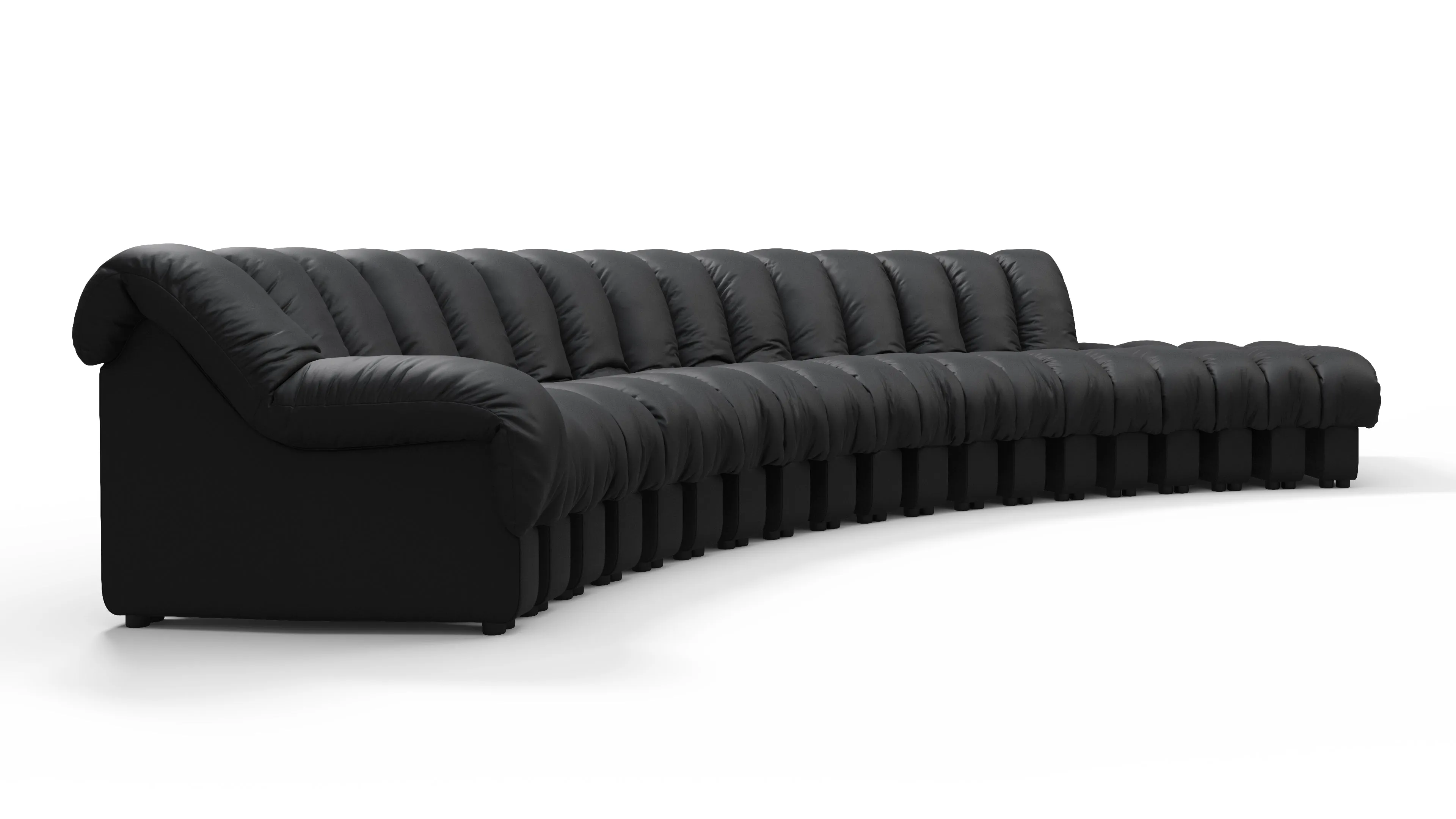 DS 600 - DS 600 Sectional, Combination 1, Left Arm, Black Vegan Leather