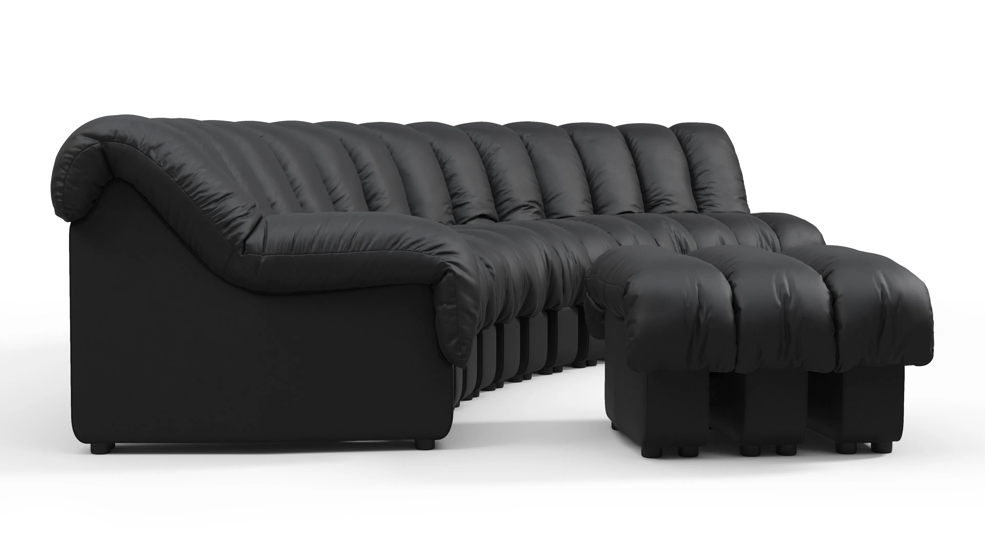 DS 600 - DS 600 Sectional, Combination 2, Left Arm, Black Vegan Leather