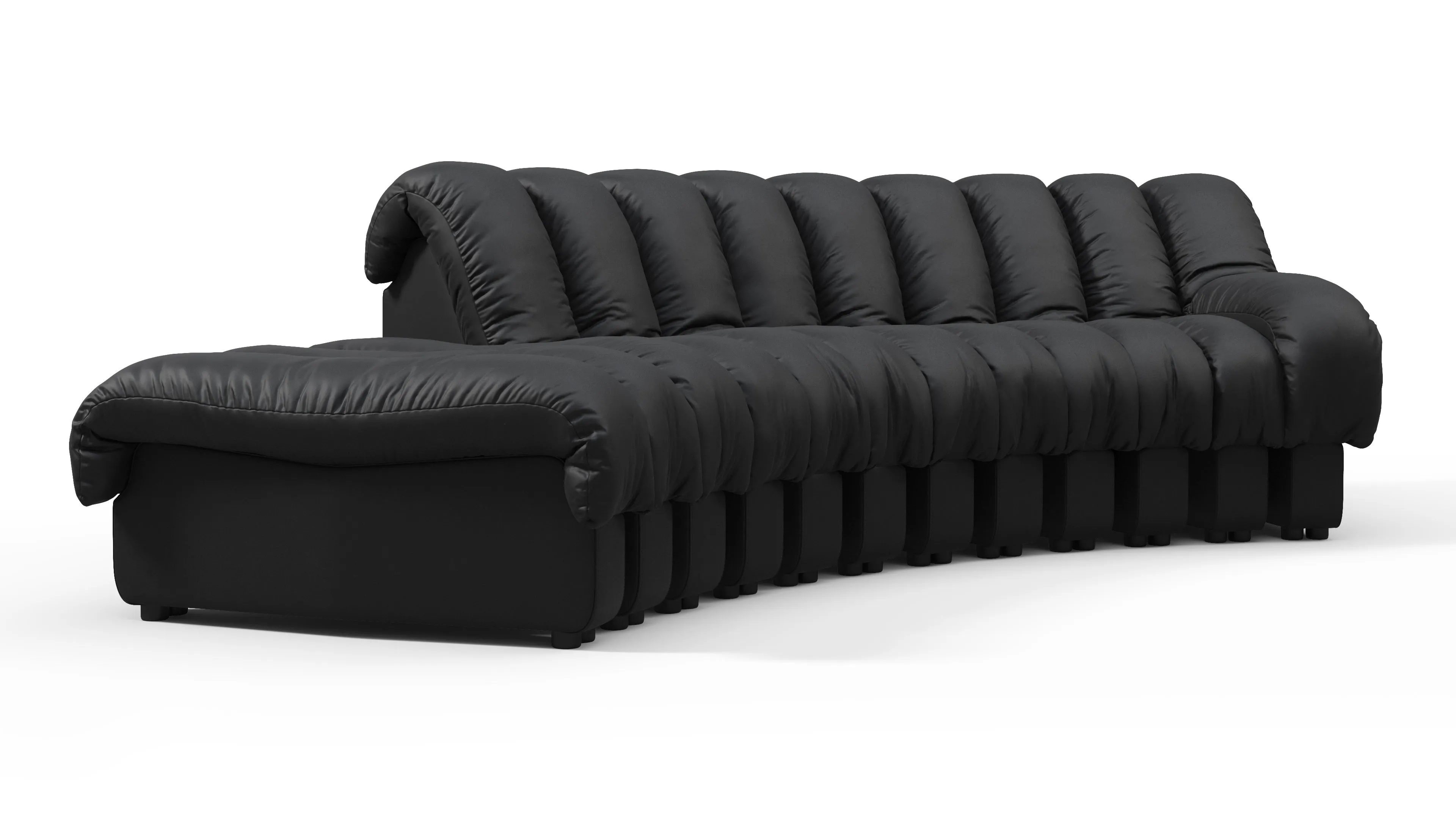 DS 600 - DS 600 Small Open End Sofa, Left, Black Vegan Leather