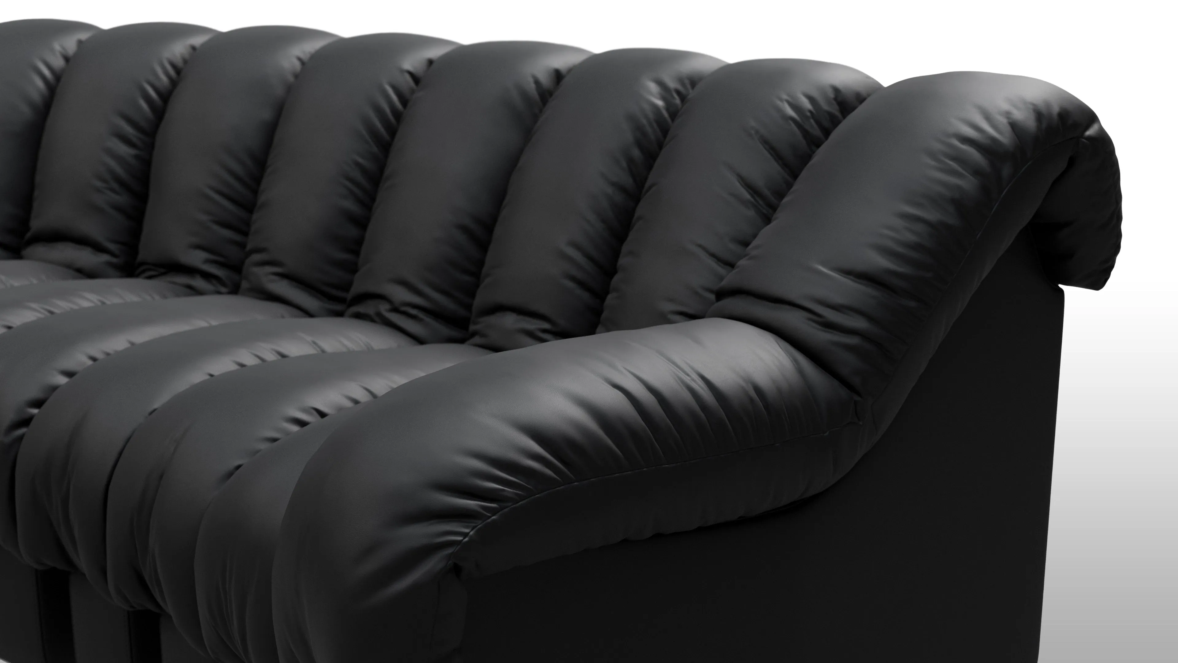 DS 600 - DS 600 Small Open End Sofa, Left, Black Vegan Leather