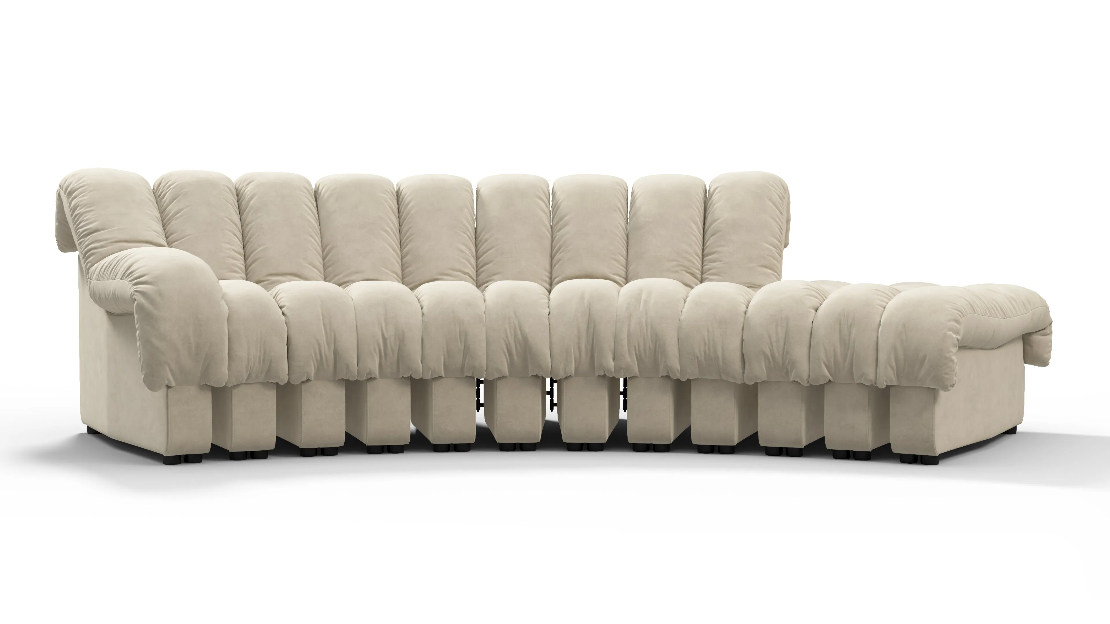 DS 600 - DS 600 Small Open End Sofa, Right, Eggshell Vegan Suede