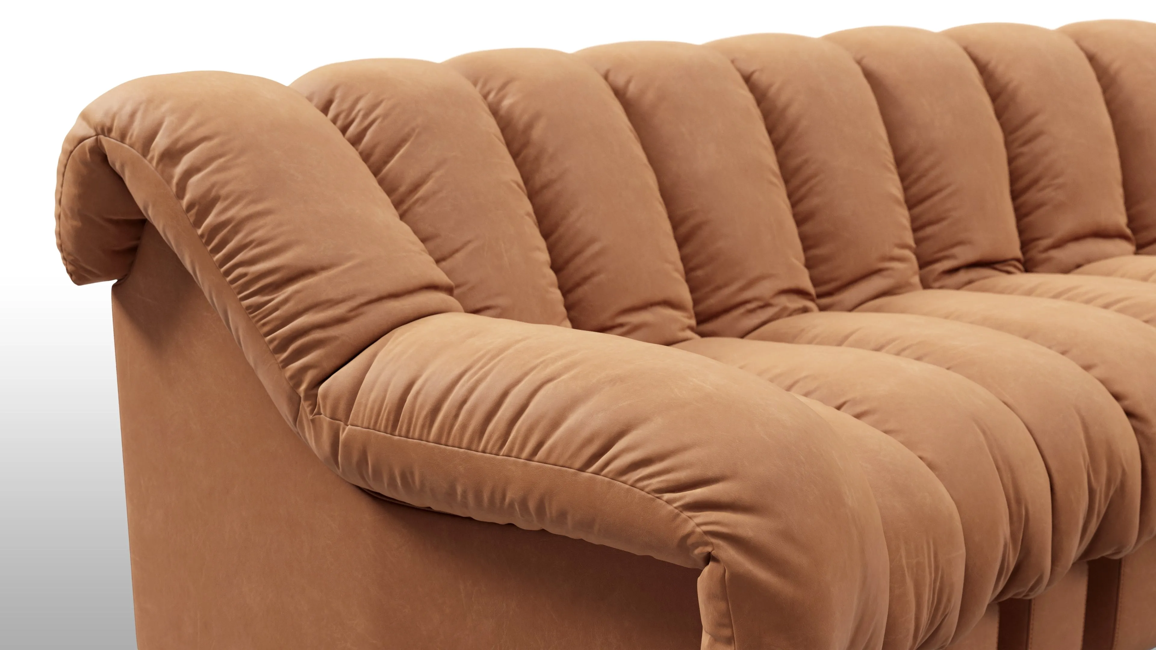 DS 600 - DS 600 Small Open End Sofa, Right, Tan Vegan Leather