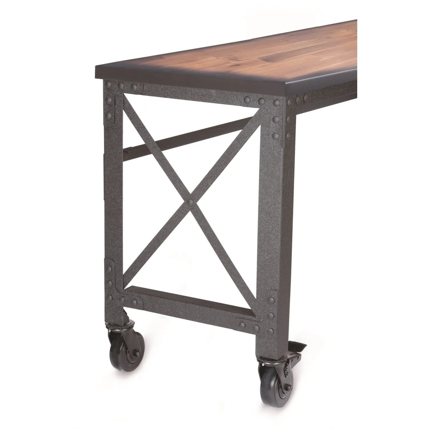 DuraMax | 72 In. x 24 In. Rolling Industrial Worktable Desk With Solid Wood Top