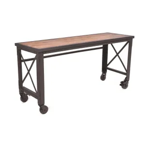 DuraMax | 72 In. x 24 In. Rolling Industrial Worktable Desk With Solid Wood Top