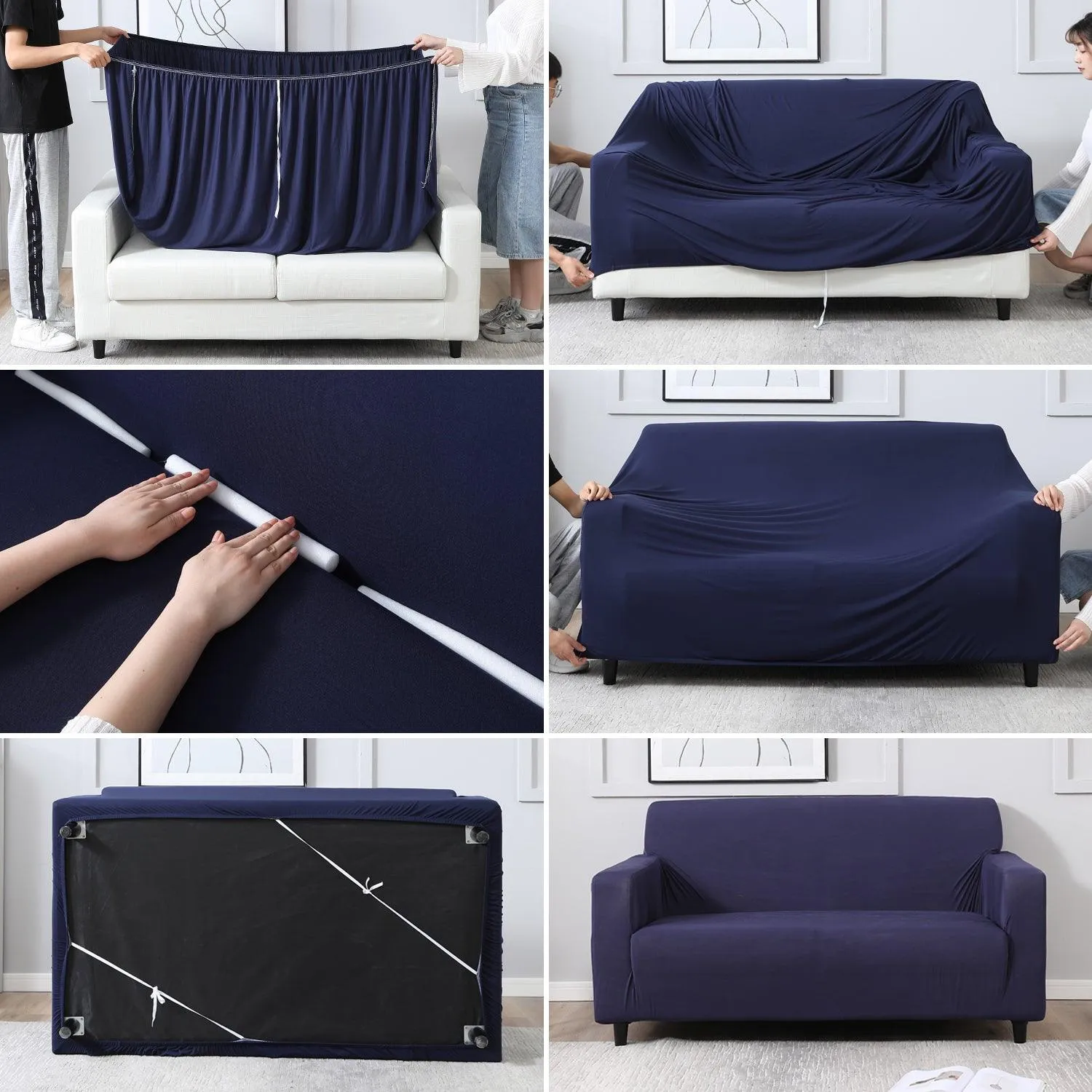 Elastic Stretchable Sofa Cover, Space Blue