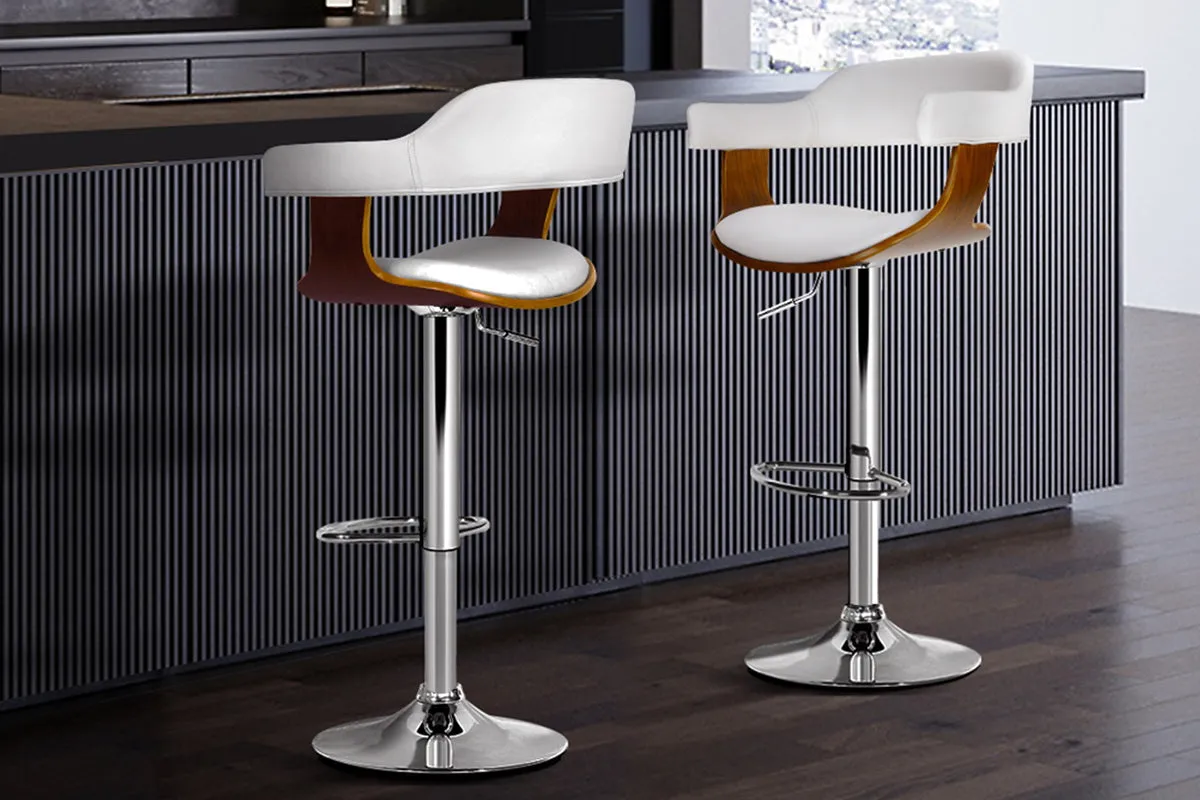 Elegant Leather Bar Stools w/ Armrest, Gas Lift - Artiss