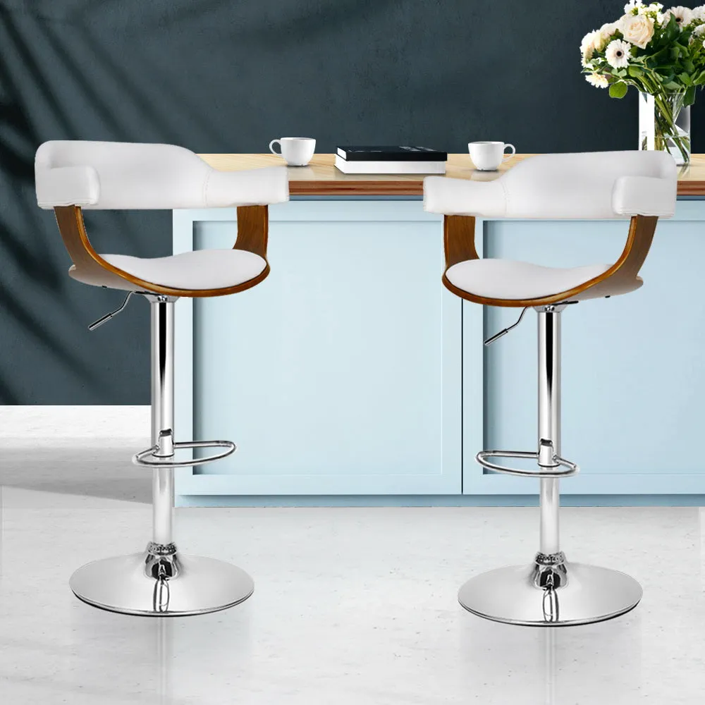 Elegant Leather Bar Stools w/ Armrest, Gas Lift - Artiss