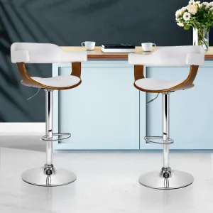 Elegant Leather Bar Stools w/ Armrest, Gas Lift - Artiss