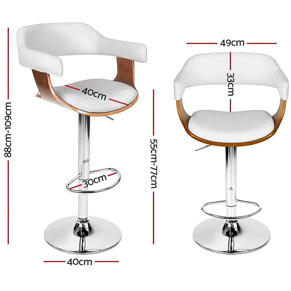 Elegant Leather Bar Stools w/ Armrest, Gas Lift - Artiss