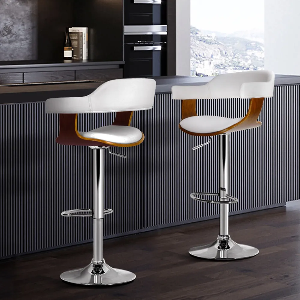 Elegant Leather Bar Stools w/ Armrest, Gas Lift - Artiss