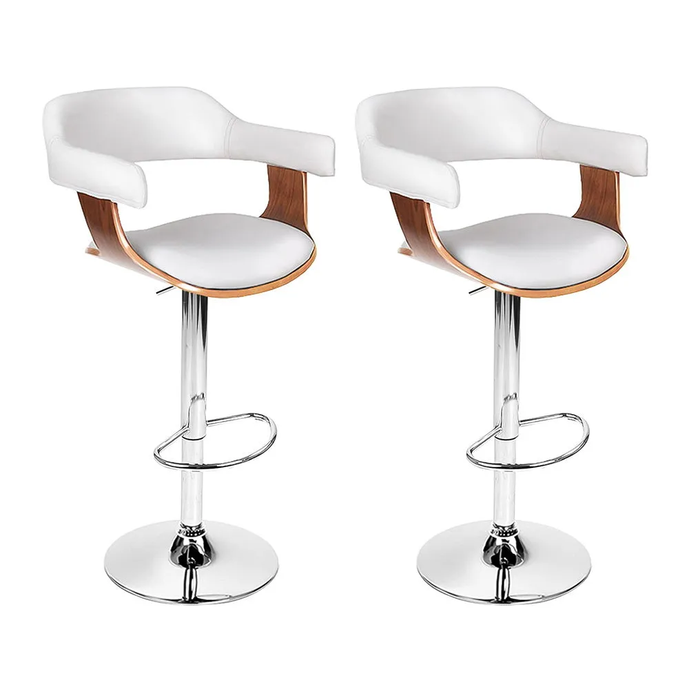 Elegant Leather Bar Stools w/ Armrest, Gas Lift - Artiss