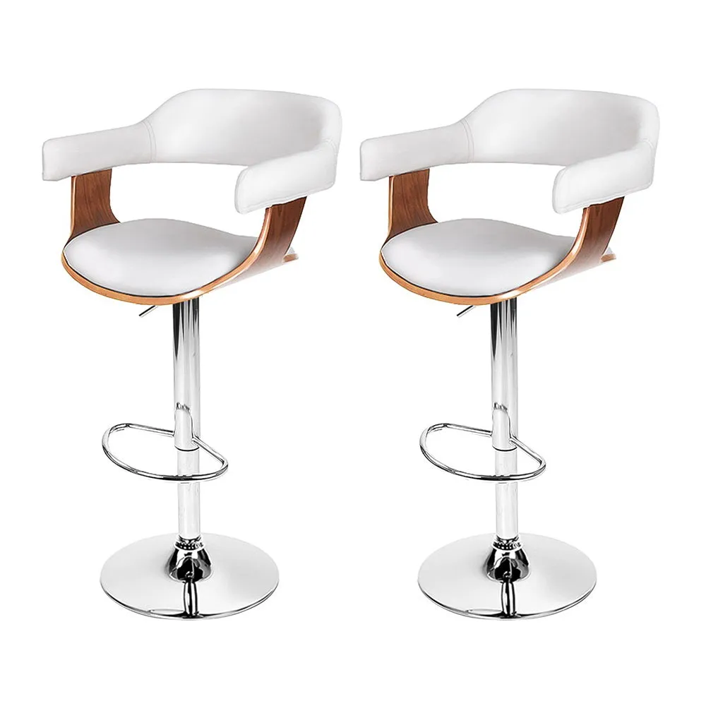 Elegant Leather Bar Stools w/ Armrest, Gas Lift - Artiss