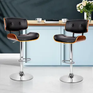 Elegant Wood & PU Leather Bar Stools (Set of 2) - Artiss