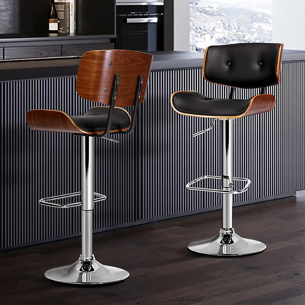 Elegant Wood & PU Leather Bar Stools (Set of 2) - Artiss