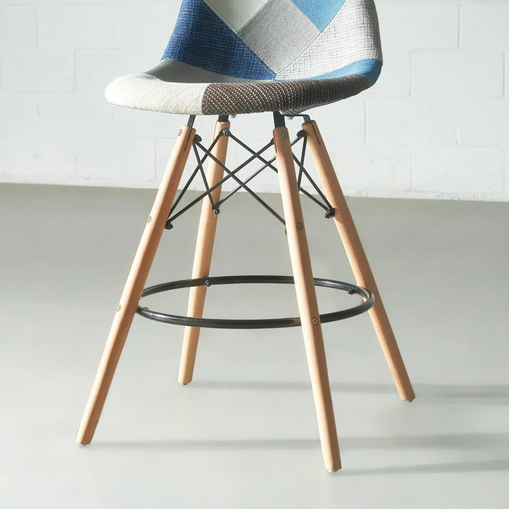 ESSEN -Blue Monochrome Fabric Patchwork Stool