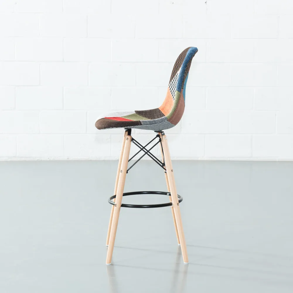 ESSEN - Multicolour Fabric Patchwork Stool