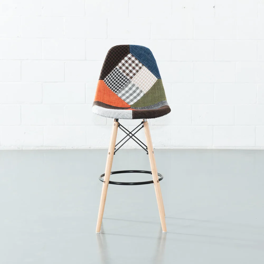 ESSEN - Multicolour Fabric Patchwork Stool