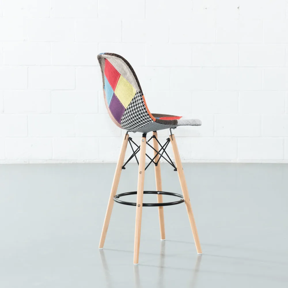 ESSEN - Multicolour Fabric Patchwork Stool