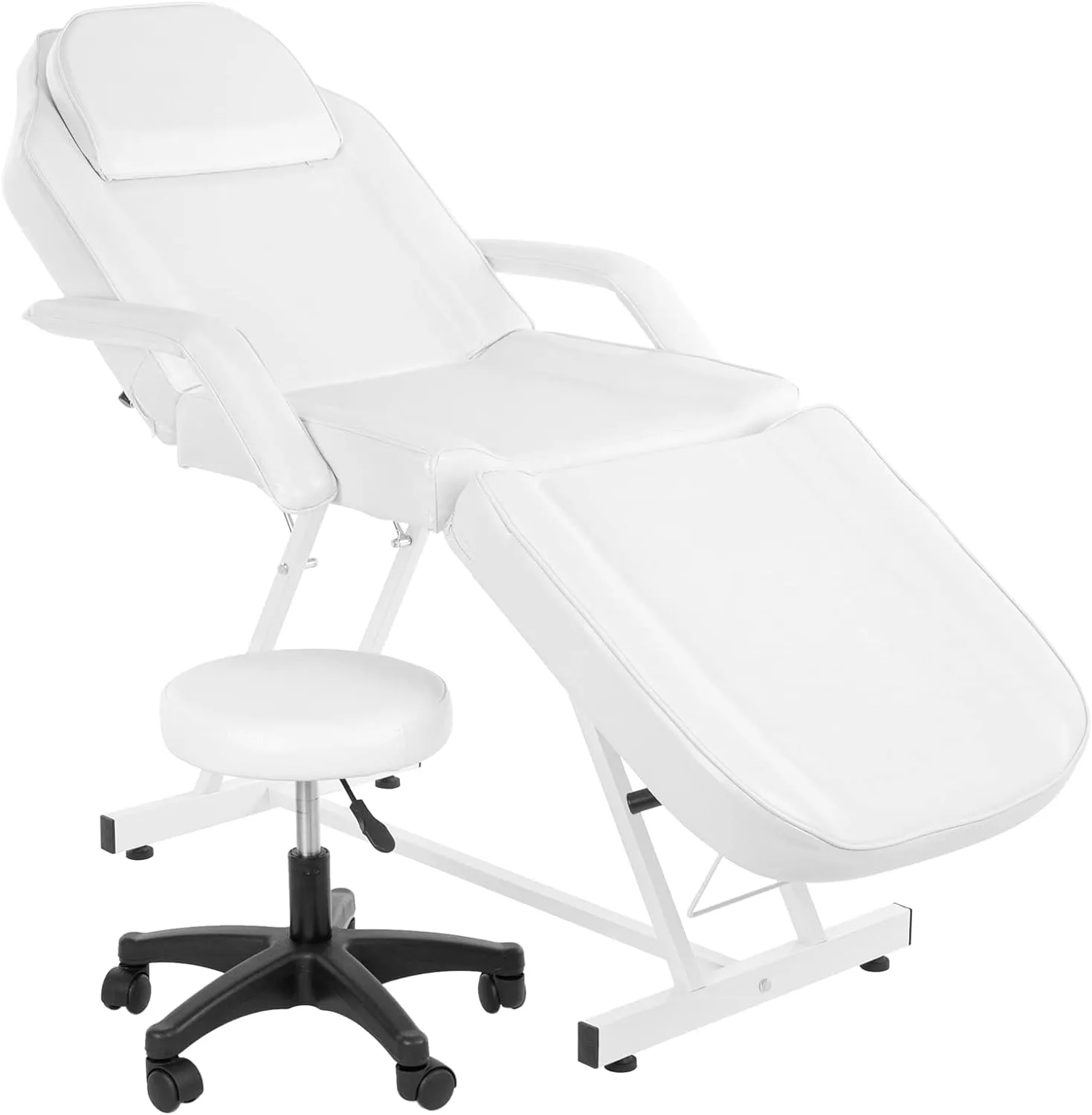 Esthetician Bed with Hydraulic Stool,Multi-Purpose 3-Section Facial Bed Table, Adjustable