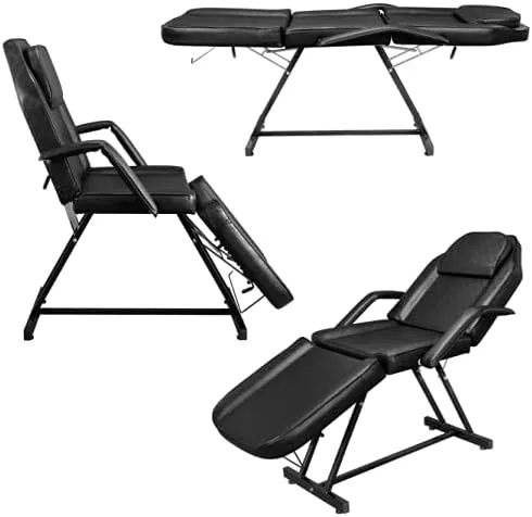 Esthetician Bed with Hydraulic Stool,Multi-Purpose 3-Section Facial Bed Table, Adjustable