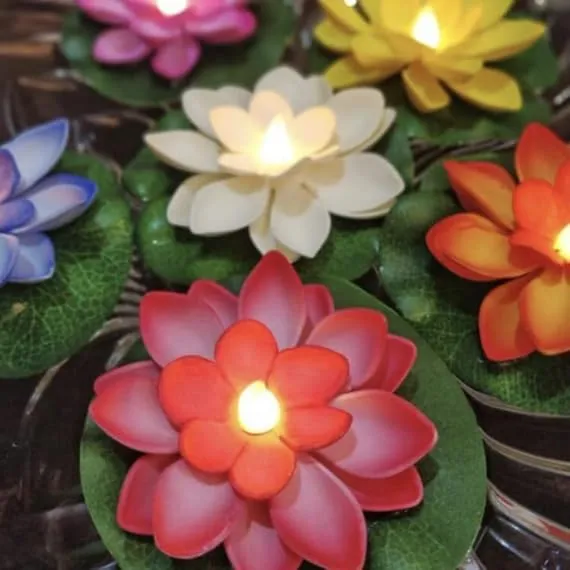 Eswarr Electricals Petals of Radiance: Flower Floating Sensor LED Candle - Blossoming Beauty in Every Flicker - Pack of 36