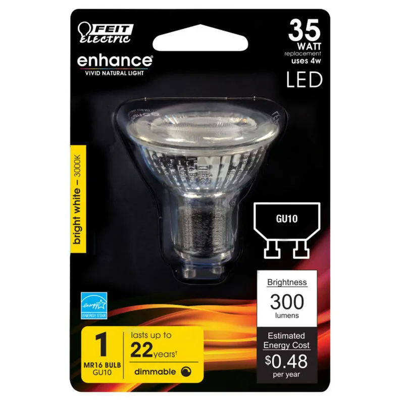 Feit Enhance MR16 GU10 LED Bulb Bright White 35 Watt Equivalence 1 pk