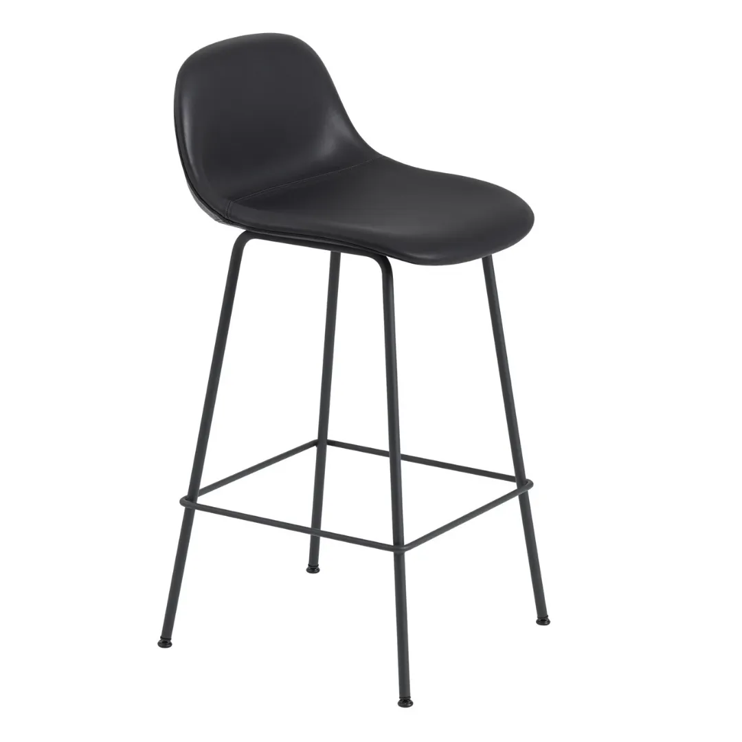 Fiber Bar Stool with Backrest - Tube Base